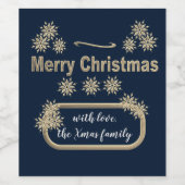 この金色の雪の結晶、パーソナライズされたクリスマス ワインラベル (シングルラベル)