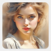 この鉛筆のスケッチはFに見える女性のものだ スクエアシール (正面)