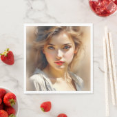 この鉛筆のスケッチはFに見える女性のものだ スタンダードランチョンナプキン (インサイチュ)