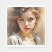 この鉛筆のスケッチはFに見える女性のものだ スタンダードランチョンナプキン (正面)