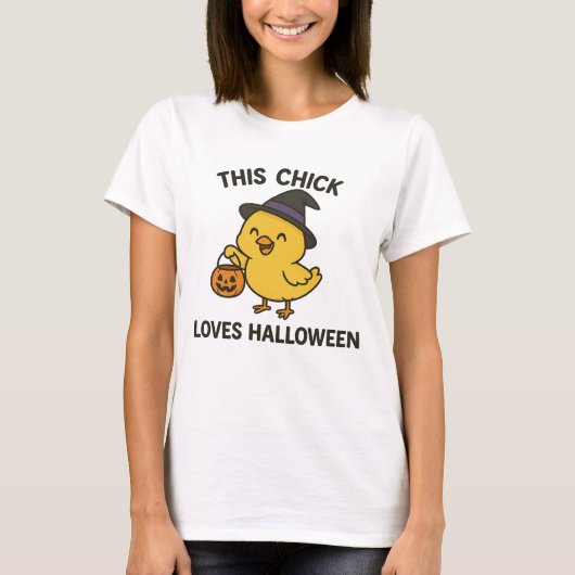 この雌鶏はハロウィンが大好き Tシャツ (正面)