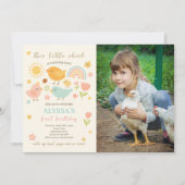 この雛が一農場に転向する最初の誕生日の写真 招待状 (正面)