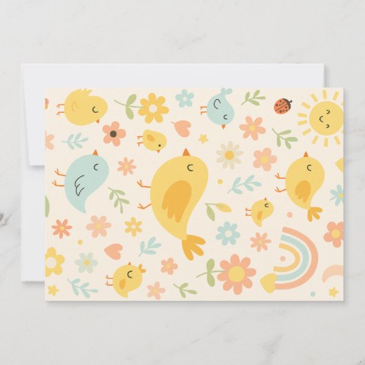 この雛が一農場に転向する最初の誕生日の写真 招待状 (裏面)