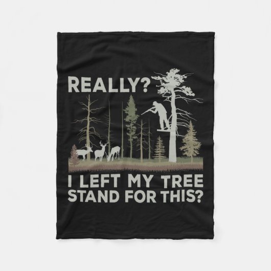 この離れ鹿の狩りFに対して私の木はおもしろい立つ フリースブランケット (正面)
