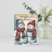 この雪だるまのために溶ける2つのクリスマス シーズンポストカード (スタンド正面)