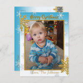 この青いクリスマスカードに写真を追加 ポストカード (正面/裏面)