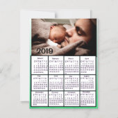 この青い2019カレンダーに写真を追加 マグネット招待状 (正面)
