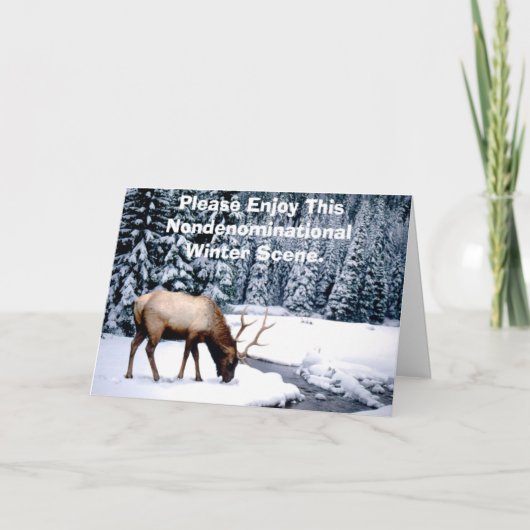 この非宗派的な冬のシーンをお楽しみください。 シーズンカード (正面)