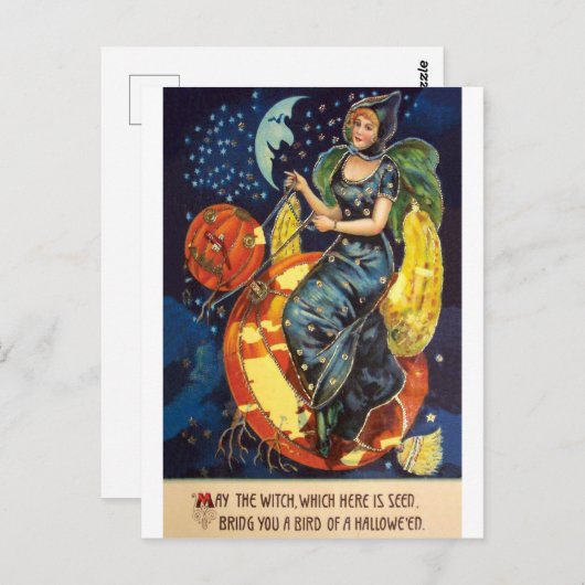 この魔女がハロウィーンの鳥を持ってきてくれないか ポストカード (正面/裏面)