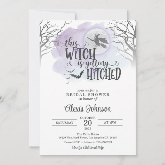 この魔女は引っ掛かるブライダルシャワー 招待状 (正面)
