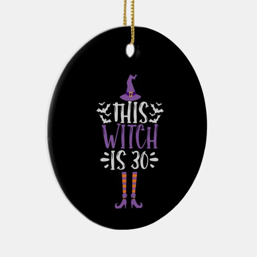 この魔女は30番目のハロウィンおもしろい誕生日だ セラミックオーナメント (右)