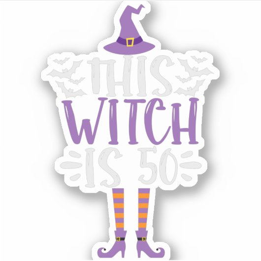 この魔女は50番目のハロウィンおもしろい誕生日だ シール (正面)