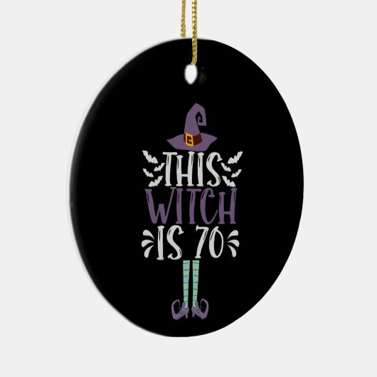この魔女は70番目の面白いハロウィーン誕生日ギフト セラミックオーナメント (右)