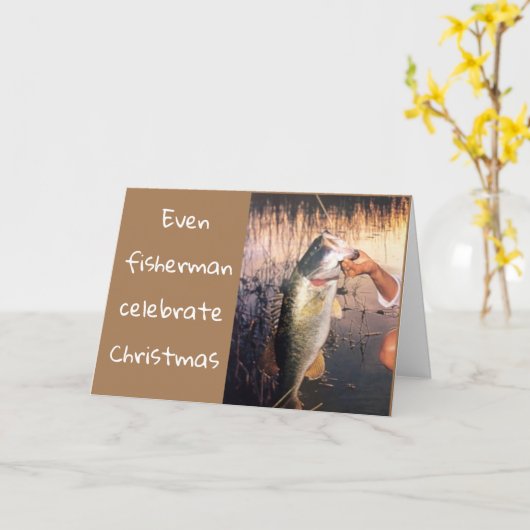 この魚は聖降誕祭祝の気分だ カード (黄色い花)