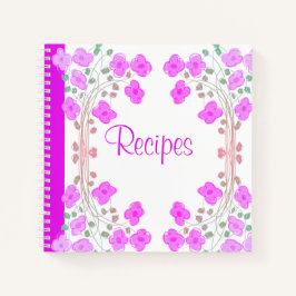 この鮮やかなピンク色の花のレシピ本をパーソナライズ ノートブック