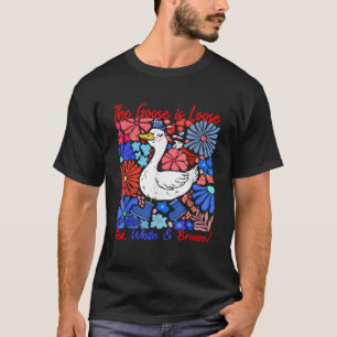 この鵞鳥は赤い白とブーゼ4Tに緩い Tシャツ