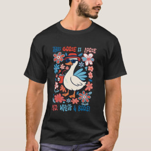 この鵞鳥は赤い白とブーゼ4Tに緩い Tシャツ