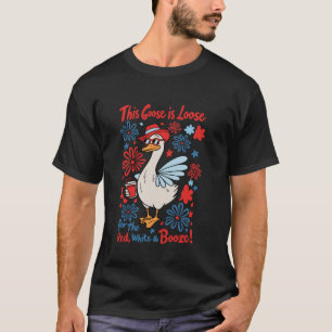 この鵞鳥は赤い白とブーゼ4Tに緩い Tシャツ