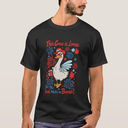 この鵞鳥は赤い白とブーゼ4Tに緩い Tシャツ (正面)