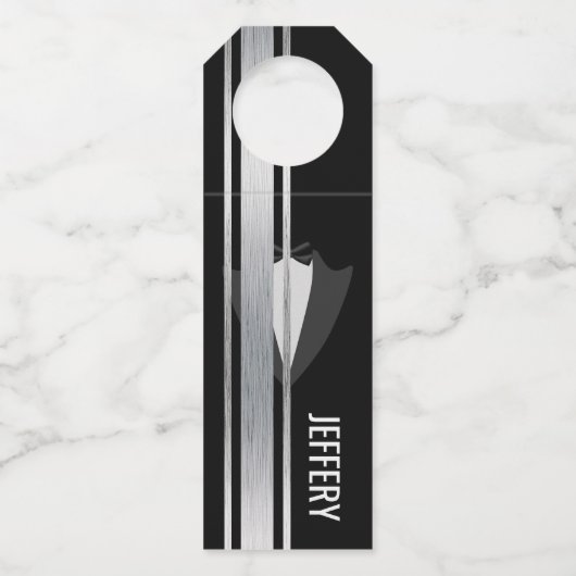 この黒と白の貴族の独身パーティーの瓶 ボトルネックタグ (正面)