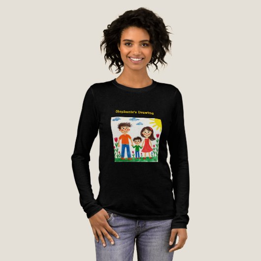 この黒に驚くべきアートワークの子 トライブレンドTシャツ (正面全体)