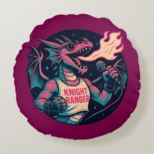 この龍が火を放つ ラウンドクッション (正面)