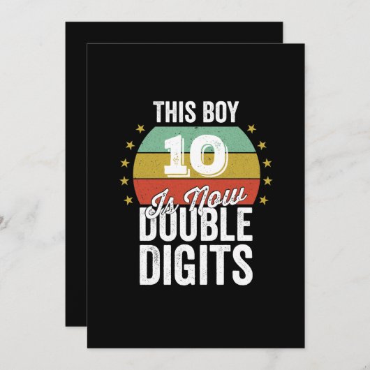 この10歳の少年はもうダブルディジットの誕生日だ 招待状 (正面/裏面)