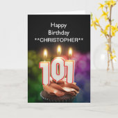 この101stバースデー・カードの蝋燭に名前を加えて下さい カード (黄色い花)