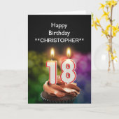 この18thバースデーカードキャンドルに名前を追加 カード (黄色い花)