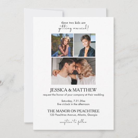 この2人の子供が結婚する 幼少期の写真 招待状 (正面)