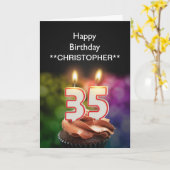 この35thバースデーカードキャンドルに名前を追加 カード (黄色い花)