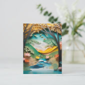 この3D紙アート竹林はとても現実的で シーズンポストカード (スタンド正面)