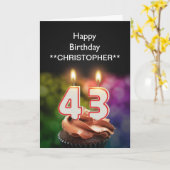 この43歳の誕生日カードキャンドルに名前を追加 カード (黄色い花)