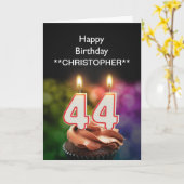 この44thバースデーカードキャンドルに名前を追加 カード (黄色い花)