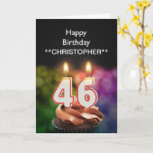 この46thバースデーカードキャンドルに名前を追加 カード (黄色い花)