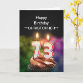 この73歳の誕生日カードのキャンドルに名前を追加します カード (黄色い花)