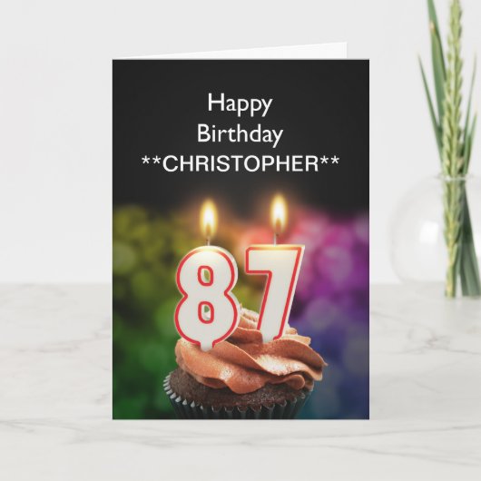 この87thバースデーカードキャンドルに名前を追加 カード (正面)