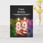 この89thバースデーカードキャンドルに名前を追加 カード (黄色い花)