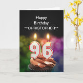 この96thバースデーカードキャンドルに名前を追加 カード (黄色い花)