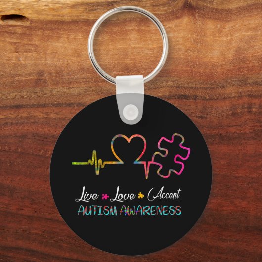 この「生きた愛は自閉症意識を受け入れる」を捉える キーホルダー (正面)