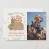 このAin't My First Rodeoの2番目の誕生日写真 招待状 (正面)
