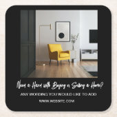 このCOASTER不動産デザインにロゴを実在追加 スクエアペーパーコースター (正面)