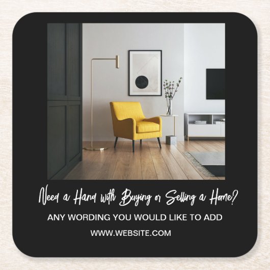 このCOASTER不動産デザインにロゴを実在追加 スクエアペーパーコースター (正面)