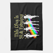 このDIVAは50で素晴らしい50番目の誕生日 キッチンタオル (縦)