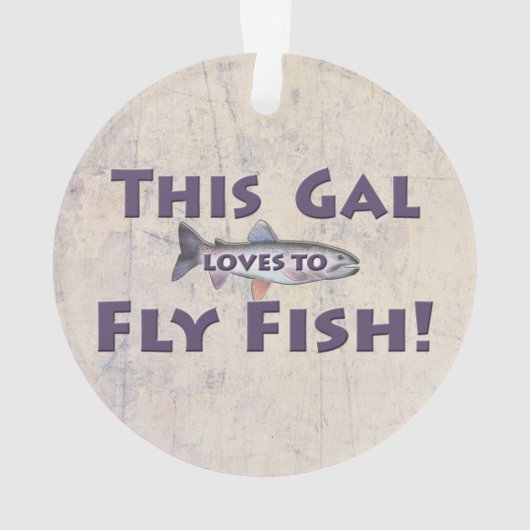 このGalは魚を飛ばすことを愛します! マスのはえの魚釣り オーナメント (裏面)