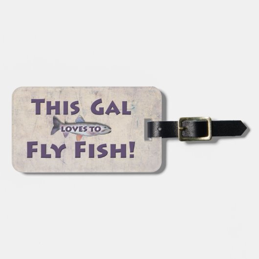 このGalは魚を飛ばすことを愛します! マスのはえの魚釣り ラゲッジタグ (正面横)