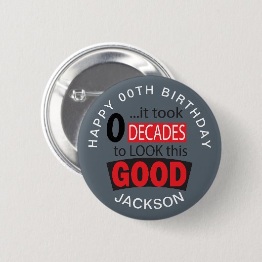 このGOODを見るのに00年かかった – グレーボタン 缶バッジ (正面&裏面)