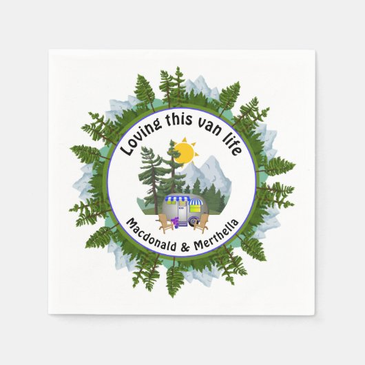 このVAN LIFE CARAVAN CAMPINGを愛パーソナライズされたする スタンダードカクテルナプキン (正面)
