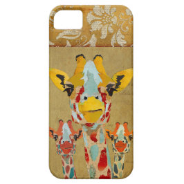 こはく色のかいま見るキリンの金ゴールドのダマスク織のiPhoneの箱 iPhone 11 ケース