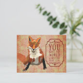 こはく色のキツネのバレンタインデーの郵便はがき シーズンポストカード (スタンド正面)